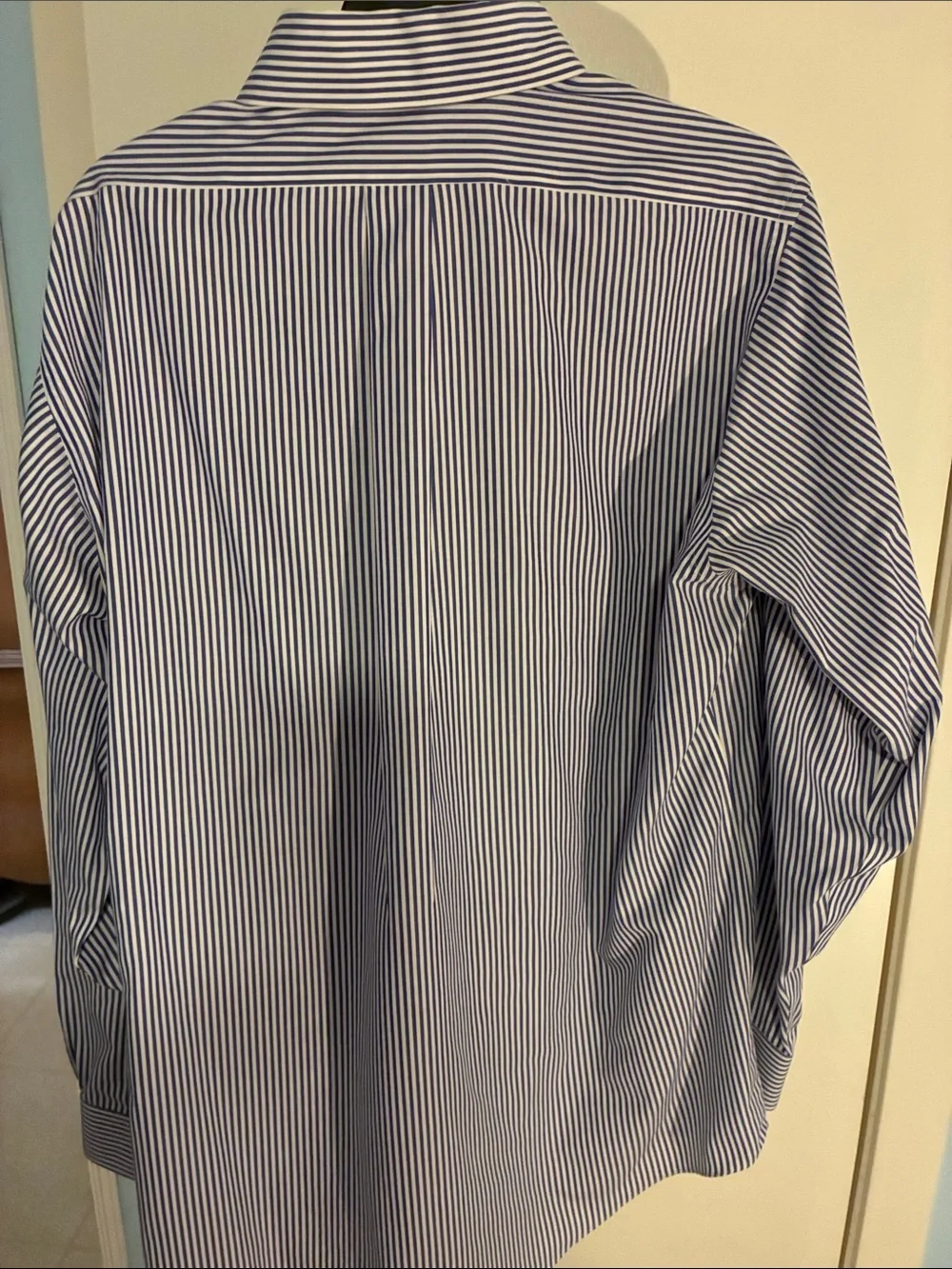 Brooks Brothers Navy and White Striped Button-Down Dress Shirt